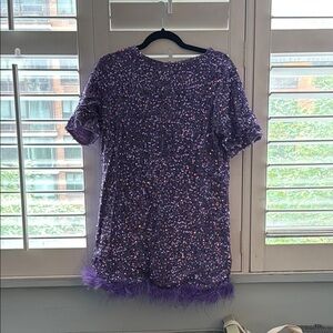 Fashion Nova Purple Sequin Babydoll Dress